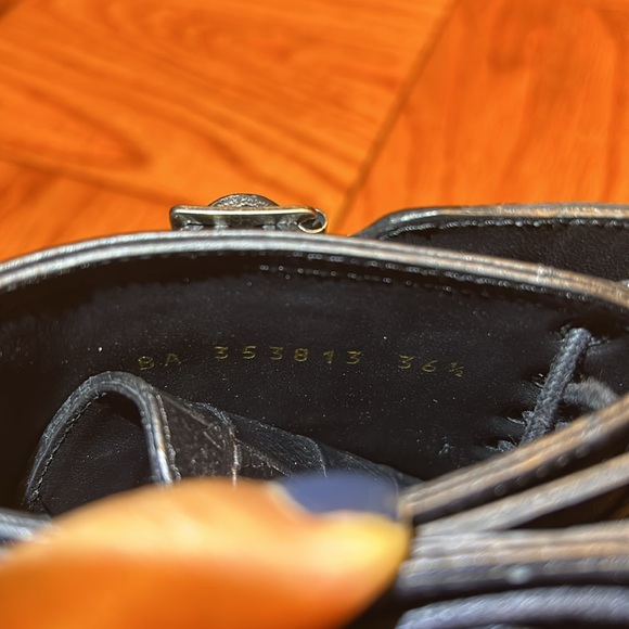 YSL Saint Laurent Crocodile Embossed Leather Combat Lace Up Boots - Picture 6 of 7